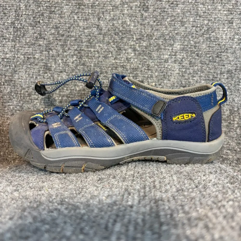 KEEN Newport H2 Kids Water Sandals Blue Yellow Closed Toe Hiking Shoes Size 4
